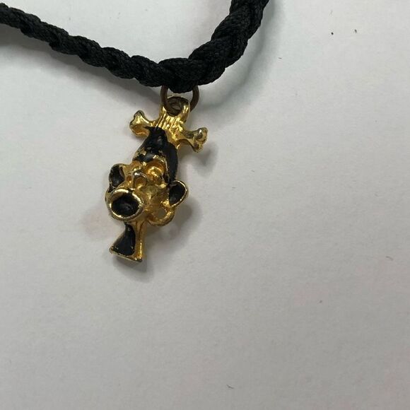 braided bracelet tribal charms black gold hardware ethnic cultural folk small 3” - Picture 5 of 7